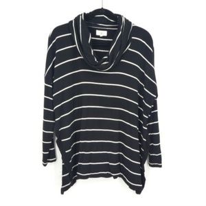 Lou & Gray | Black and White Striped Cowl Neck Tunic Top M